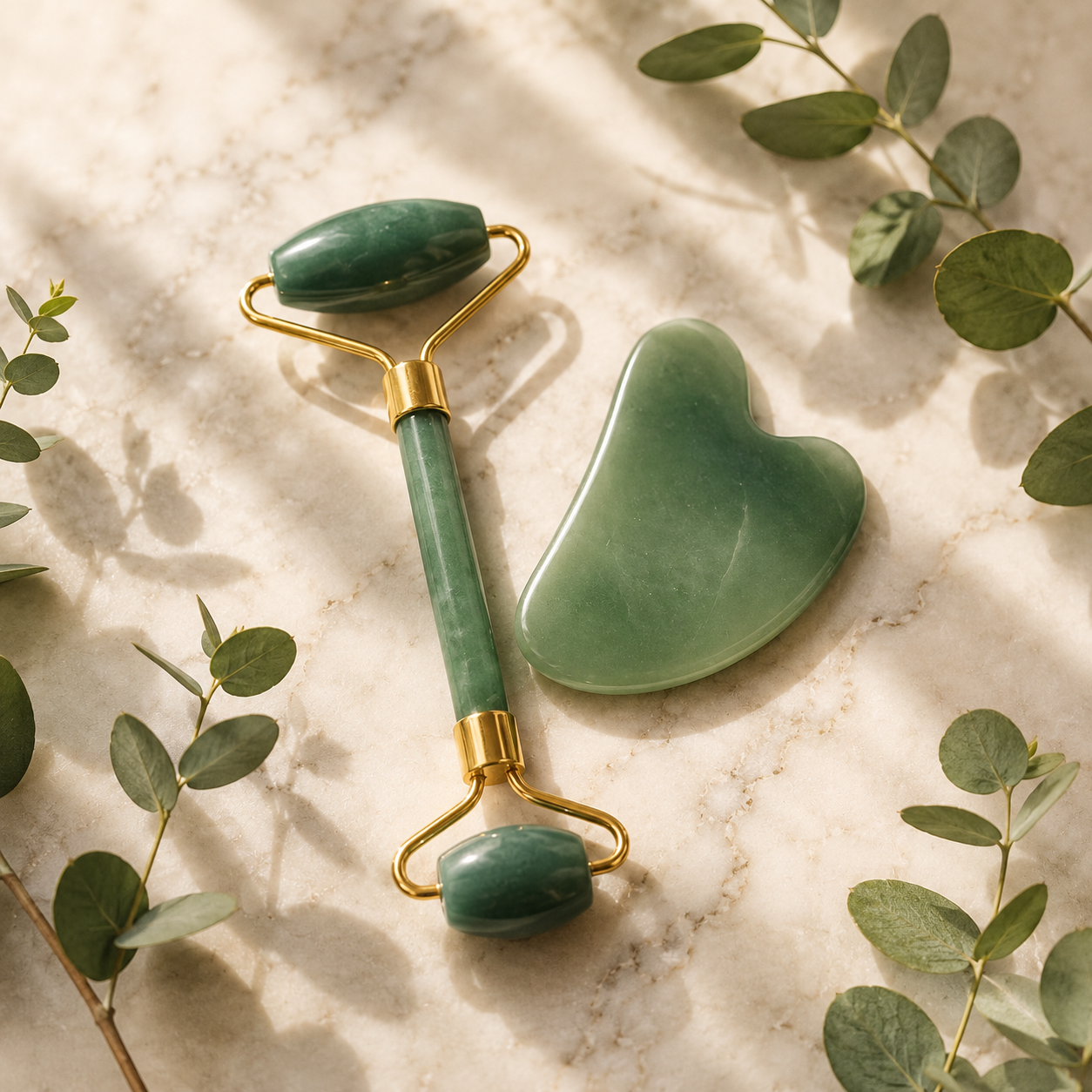 Jade Face Roller & Gua Sha Set