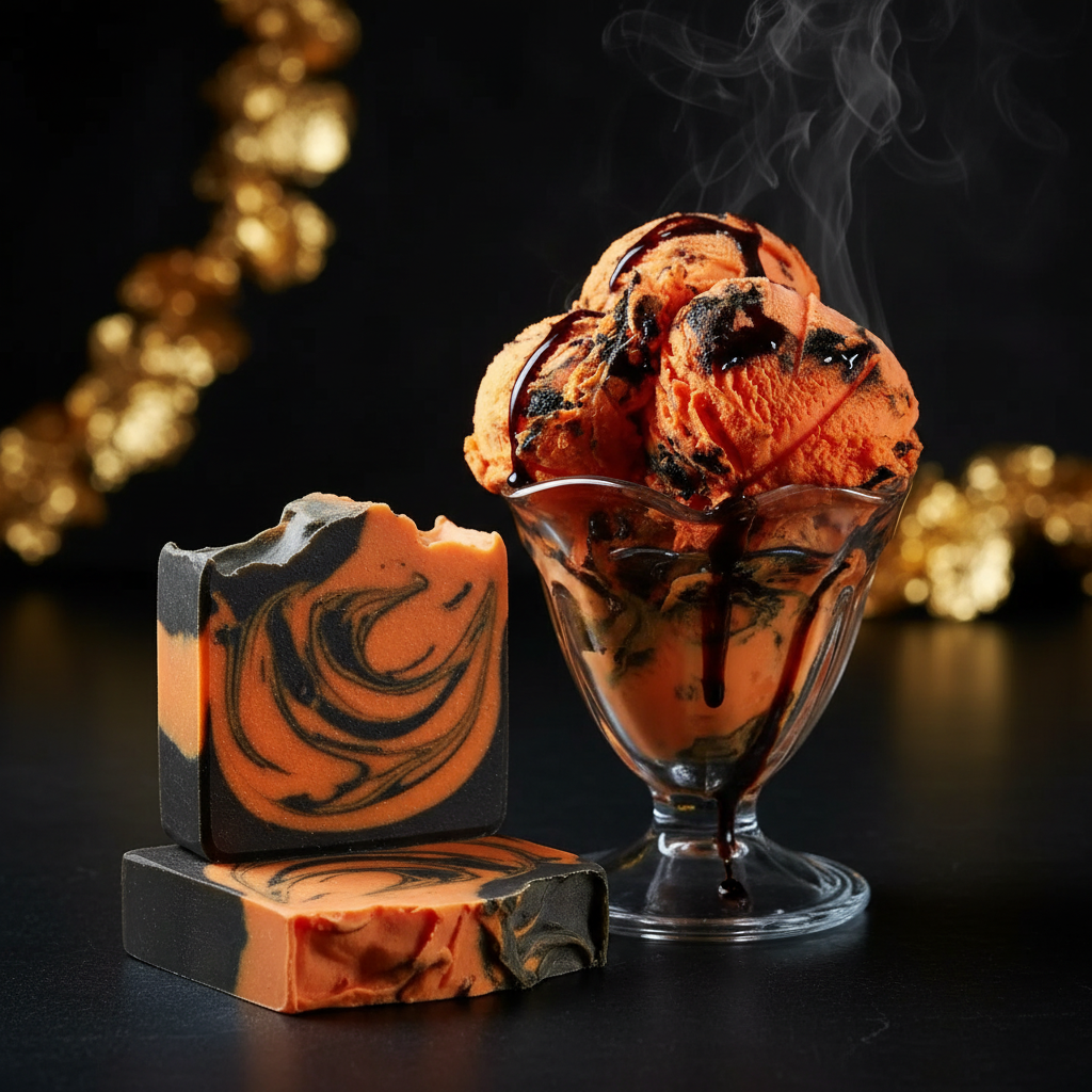Tiger Tail Artisan Soap Bar with Tiger Tail ice cream sundae